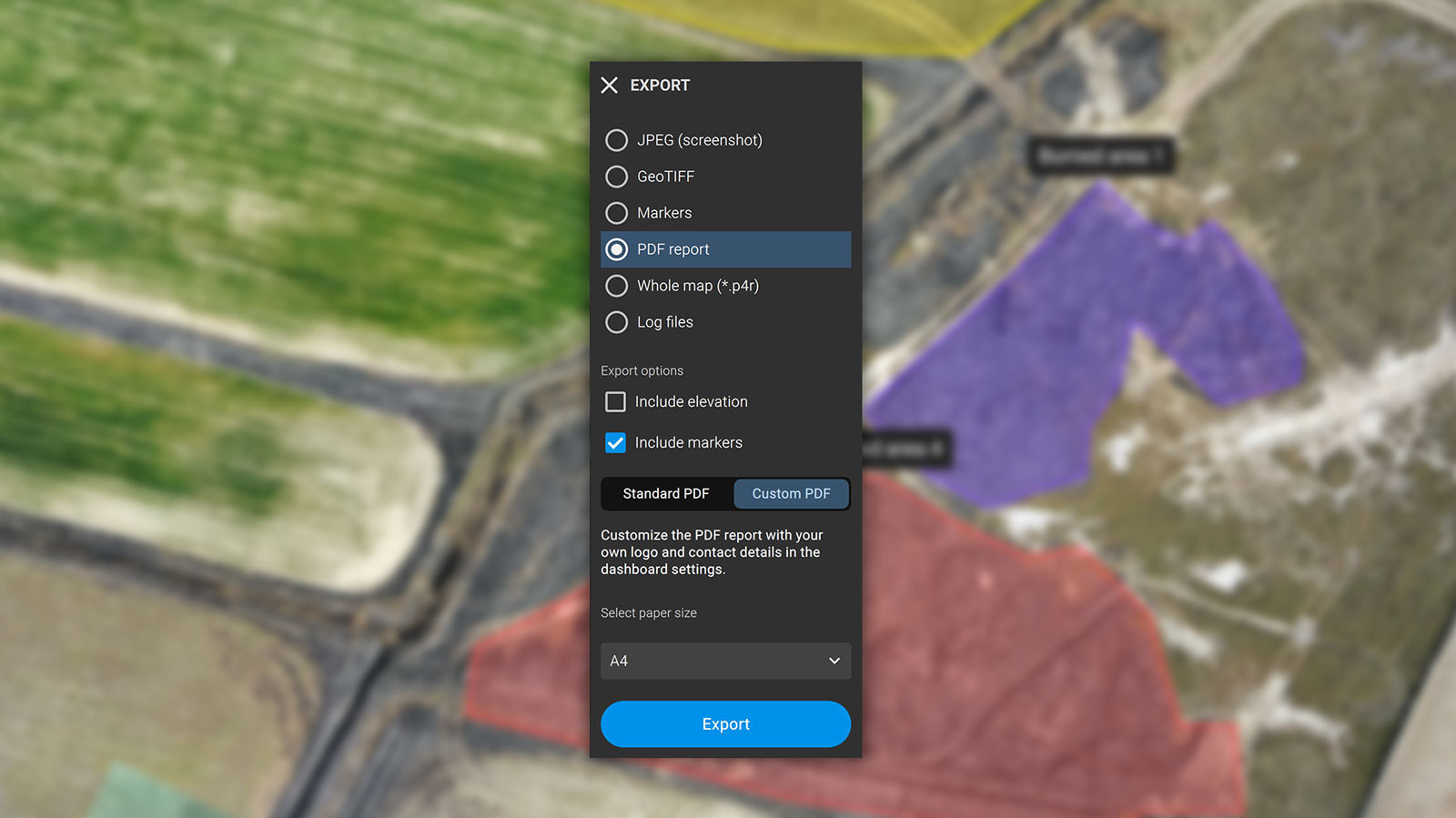 Pix4Dreact export custom PDF