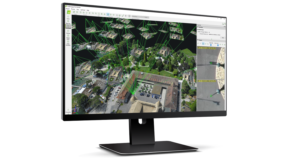 Software de fotogrametría Raycloud de Pix4D en una pantalla